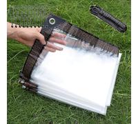 Telo trasparente 4x5 piedi con occhielli, telo trasparente in PVC vinilico resistente e impermeabile con bordo rinforzato, tessuto antipioggia trasparente per patio, veranda ed esterni, serra, balcone
