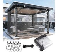 Telo Trasparente Impermeabile Con Occhielli, Copertura Antipioggia Spessa Per Mobili Da Giardino, Campeggio, Roulotte, Gazebo Clear,4×4 FT