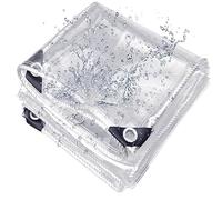 Telo Trasparente Occhiellato 100 x 190 cm Telo Occhiellato Rinforzato 400 G/M², Antistrappo Antivento Spesso con Corda di Fissaggio da 5 M per Giardino, Tetto, A