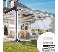 Telo Trasparente Occhiellato, Telo Impermeabile In PVC 420 G/M Tenda Trasparente Esterno Telone Impermeabile Per Esterno Multiuso Con Corda Da 10 M, Fascetta, Corda Elastica