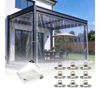 Telo Trasparente PVC Impermeabile Con Occhielli, Multiuso Resistente UHEKC | Pannelli Laterali Con Occhielli Per Chiusura Gazebo, Pergole, Patio E Strutture Esterne(2.5x2.5m)
