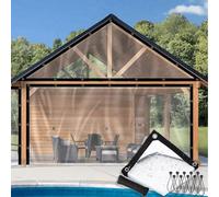 Telo Trasparente Resistente, 4x5 Piedi/Telone Impermeabile Trasparente con Occhielli, 48x60 Pollici Telo di Copertura per Piante da Giardino all'aperto Copertura Antipioggia, Corde Elastiche a Sfera