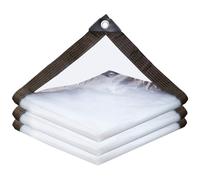 Telo trasparente, Telo impermeabile for carichi pesanti, Telo in plastica PVC da 7x13 piedi con design del bordo avvolgente, Occhielli for telone for giardino, mobili, piscina, auto, patio colorato -