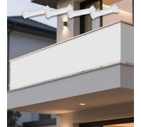 Telo Vela Ombreggiante 102 x 272 cm Pes Poliestere Impermeabile Rettangolare Telo Ombra Protezione Raggi UV Antivento con Occhielli per Recinzione Giardino Terrazzo, Bianco