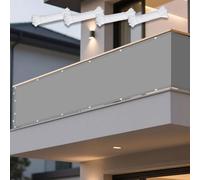 Telo Vela Ombreggiante 182 x 322 cm Pes Poliestere Impermeabile Rettangolare Telo Ombra Protezione Raggi UV Antivento con Occhielli per Recinzione Giardino Terrazzo, Grigio Chiaro