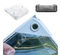 Telo Vinile Trasparente, teloni in PVC Spessi 0,39 mm, teloni Resistenti all'Acqua, 450 g/m², con Occhielli in Metallo, per Patio, Veranda e pollaio da Giardino,1x5m/3.3x16.4ft