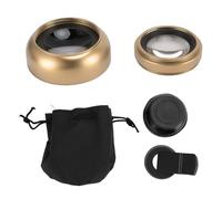 Telobiettivo per LiIphone 2 in 1, 0.45X Ultra Wide Angle Lens e 12.5X Macro Lens Alta Definizione per Smartphone e Tablet Ideale per Fotografia Creativa e Vlog (Gold)