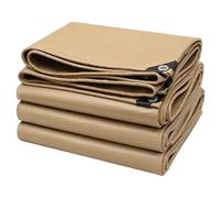 Telone 1x1m 1x1,2m 1x1,5m 1x2m 1x3m Telo Impermeabile Resistente 500g/m² con Occhielli, Copertura in PVC Beige per Pollaio, Piscine(4x5m)