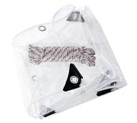 Telone di Copertura con Occhielli 115 x 385 cm Telone Trasparente per Esterni 400 G/M², Antistrappo Antivento Spesso con Corda di Fissaggio da 5 M per Gazebo, Terrazze, A