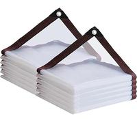 Telone di copertura impermeabile con occhielli,2x5 m-2 Pacchi,in PVC trasparente,per balconi,antivento,sabbiera,esterno per mobili da giardino,telo trasparente per gabbia di conigli/giardino d'inverno