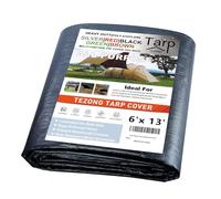 Telone di copertura in plastica resistente, impermeabile, 1,5 x 3 m, nero, grande telone di plastica spesso 12 MIL multiuso per esterni per pioggia o sole, tetto, baldacchino, patio, legna da ardere