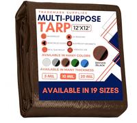 Telone di copertura marrone/nero, resistente, impermeabile, per tende, barche, camper o piscine, 3,7 x 3,7 m, resistente telone marrone/nero