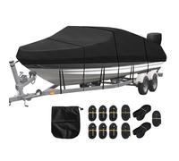 Telone di copertura per barche, telone per barche, 420D tessuto Oxford per teloni per barche, telone anti-UV per barche con sacca di stoccaggio, per scafo a V, barca a remi, barca da pesca, nero