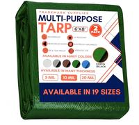 Telone di copertura verde/nero, resistente, materiale spesso, impermeabile, telone/tela cerata per barche, camper o piscine, 1,8 x 2,4 m, confezione da 2 pezzi (resistente telone da 1,8 x 2,4 m)