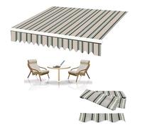 Telone di ricambio per tenda da balcone retrattile, 6 x 3 m, a strisce marroni, per finestre e porte, resistente alle intemperie
