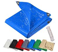 Telone Impermeabile 260 x 480 cm Protezione Dal Vento, Protezione Solare, Telone Impermeabile in Pvc 550G/M² con Bordi Rinforzati, per Piscina Auto, Mobili, Giardino, Blu