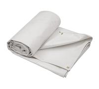 Telone impermeabile 4 x 7 m, 600 g/m², in polietilene resistente, con occhielli, resistente ai raggi UV, per mobili da giardino, piscina, auto, barca, colore beige, resistente agli strappi