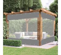 Telone impermeabile con occhielli, spessore 0,3 mm, pannelli laterali in vinile trasparente, dimensioni della tenda: 1,8/2,8/3,8 x 2,2 m, grigio, 2 x 2,5 m