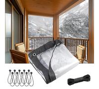 Telone Impermeabile Con Occhielli, Telo Trasparente Rinforzato, Copertura Antipioggia Per Giardino, Balcone, Serra, Gazebo Da Campeggio All'aperto Clear,4×4 FT