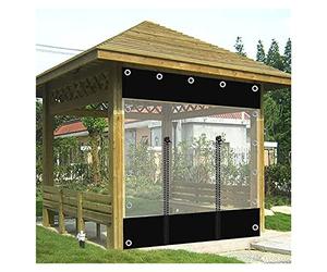 Telone impermeabile in PVC con occhielli, pannelli laterali trasparenti con cerniera per pergolati, gazebo e posti auto coperti, tende divisorie per esterni per patio e giardino, 380 x 250 cm