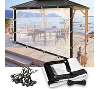 Telone impermeabile in PVC resistente, 2,4 x 5,2 m, per patio, auto e mobili per animali domestici, copertura resistente alle intemperie con occhielli, protezione da giardino e baldacchino