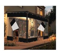 Telone impermeabile in PVC resistente alle intemperie per esterni con cerniera, pannelli laterali trasparenti, con occhielli, personalizzabili, H1.8xW5m/H5.9xW16.2 m