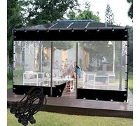 Telone impermeabile in PVC resistente per esterni, con porta con cerniera, pannello in plastica trasparente per verande laterali per terrazze (6X/6 x 3 m) - Protezione dalla pioggia