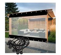 Telone impermeabile in PVC trasparente con occhielli per patio e terrazza, nero, 3 x 2,2 m, copertura per esterni resistente, resistente alle intemperie, versatile
