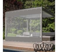 Telone impermeabile in PVC trasparente - Pannelli laterali per esterni grigi 1,5 x 5 m, resistente ai raggi UV, ideale per campeggio, giardinaggio e rifugi