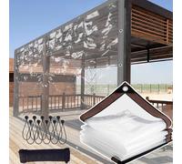 Telone impermeabile in PVC trasparente, resistente, 0,18 mm, rinforzato con occhielli, corda e tenditori, per uso esterno All Season (45,7 x 6,1 m)