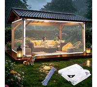Telone Impermeabile per Esterno 160 x 160 cm Resistente Alle Intemperie, Riutilizzabile, con Corde Telo con Occhiellato Telone di Copertura per Conigli Giardino D'Inverno, trasparente