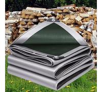 Telone Impermeabile per Esterno 200g/m² PE 2.5x3.5m Telo Occhiellato Rinforzato in Copertura per Piscina Auto, Mobili da Giardino, Antipioggia e Antivento argento verde