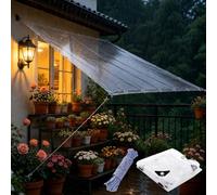 Telone Impermeabile per Esterno 85 x 400 cm Resistente Alle Intemperie, Riutilizzabile, con Corde Telo Impermeabile Trasparente Occhiellato per Conigli Giardino D'Inverno, incolore