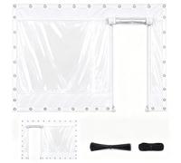 Telone Impermeabile per Esterno Trasparente con Cerniera in PVC | Tende trasparente esterno in spesso PVC 0.5mm antivento con occhielli ogni 30cm per gazebo veranda(Bianca,W250xH450cm)