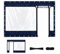 Telone Impermeabile per Esterno Trasparente con Cerniera in PVC | Tende trasparente esterno in spesso PVC 0.5mm antivento con occhielli ogni 30cm per gazebo veranda(Blu,W380xH400cm)