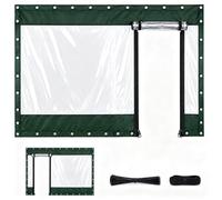 Telone Impermeabile per Esterno Trasparente con Cerniera in PVC | Tende trasparente esterno in spesso PVC 0.5mm antivento con occhielli ogni 30cm per gazebo veranda(Verde,W500xH265cm)