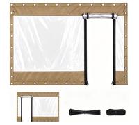Telone Impermeabile per Esterno Trasparente con Cerniera in PVC | Tende trasparente esterno in spesso PVC 0.5mm antivento con occhielli ogni 30cm per gazebo veranda(Cachi,W600xH220cm)