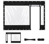 Telone Impermeabile per Esterno Trasparente con Cerniera in PVC | Tende trasparente esterno in spesso PVC 0.5mm antivento con occhielli ogni 30cm per gazebo veranda(Nero,W285xH220cm)