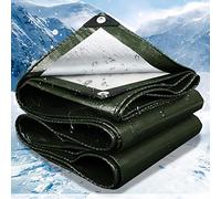 Telone impermeabile resistente, 180 g/m², con occhielli, copertura in PE verde militare e argento per auto, giardino, campeggio all'aperto, uso domestico, 5 x 13 m