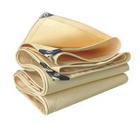 Telone impermeabile resistente 4 x 4 m, 500 g/㎡ in PVC spesso con occhielli, per campeggio all'aperto e uso multiuso, colore beige