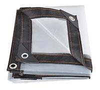 Telone impermeabile resistente, 5,2 x 5,2 m, in vinile trasparente con occhielli, per uso esterno, resistente alle intemperie, in PVC, per terrazze e tettoie