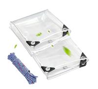 Telone Impermeabile Trasparente 150 x 455 cm Trasparente Telo di Copertura Impermeabile con Occhielli, con Cordoncino per Mobili da Giardino, per Esterni, Piante e Serra, Colore trasparente