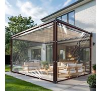 Telone impermeabile trasparente con occhielli, protezione antipioggia per balcone, per esterni, copertura per mobili da giardino, antipioggia, alla polvere, isolamento per piante, con corda, 3x6m
