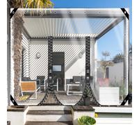 Telone Impermeabile Trasparente Occhiellato 1.6x8m Telo Trasparente Esterno,Personalizzabile 0.35mm Telone PVC Esterno 2 Cerniere,420g/m Telone per Gazebo Serra Pergola Balcone