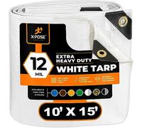 Telone in poliestere bianco resistente, 3 x 38 m, copertura protettiva multiuso, durevole, impermeabile, resistente alle intemperie, resistente agli strappi e agli strappi, in polietilene extra spesso