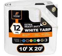 Telone in poliestere bianco resistente, 3 x 50 m, copertura protettiva multiuso, durevole, impermeabile, resistente alle intemperie, resistente agli strappi e agli strappi, in polietilene extra spesso