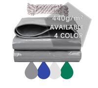 Telone In Pvc 440 G/M², Telone Impermeabile Per Esterno, Telone Occhiellato Impermeabile, Multiuso, Colore: Grigio (2 X 3 M)