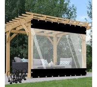 Telone in PVC trasparente resistente, impermeabile, antipolvere, tenda a pannello per esterni, per serra, patio, giardino, padiglione, colore nero, 3 x 2,5 m