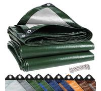 Telone Occhiellato 2.5 x 5 m 200G M², Telo Copritutto, Telone Impermeabile Antistrappo con Occhielli Telo Occhiellato per Balcone, Giardino, Serra, Army Green