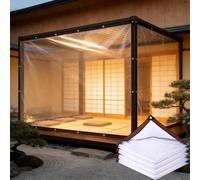 Telone Occhiellato 220 x 450 cm 400 G M², in PVC Resistente Uv, Antipioggia Antistrappo, Antipolvere, Protezione Dal Vento, Telone Trasparente con Occhielli per Esterni, incolore